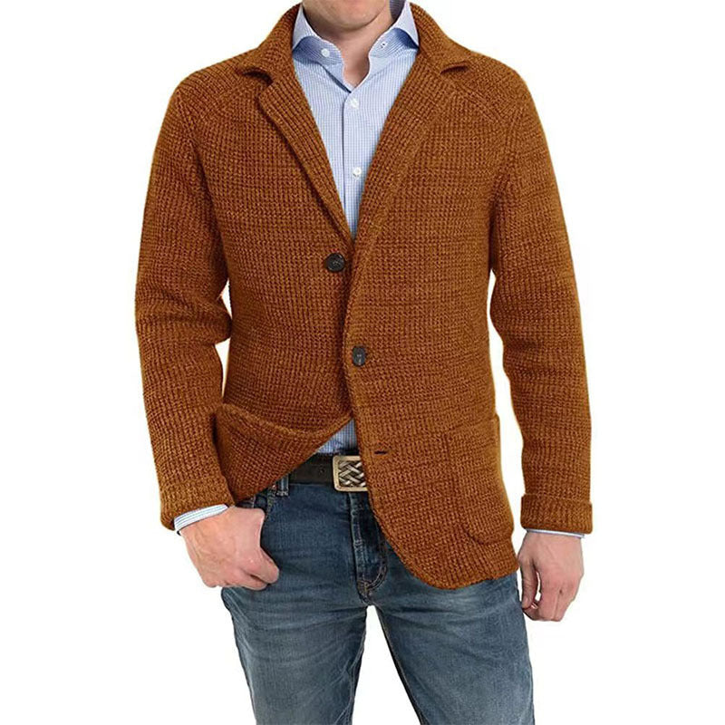 Herren Strukturstrick Sakko-Blazer mit aufgesetzten Taschen Nord Taschen