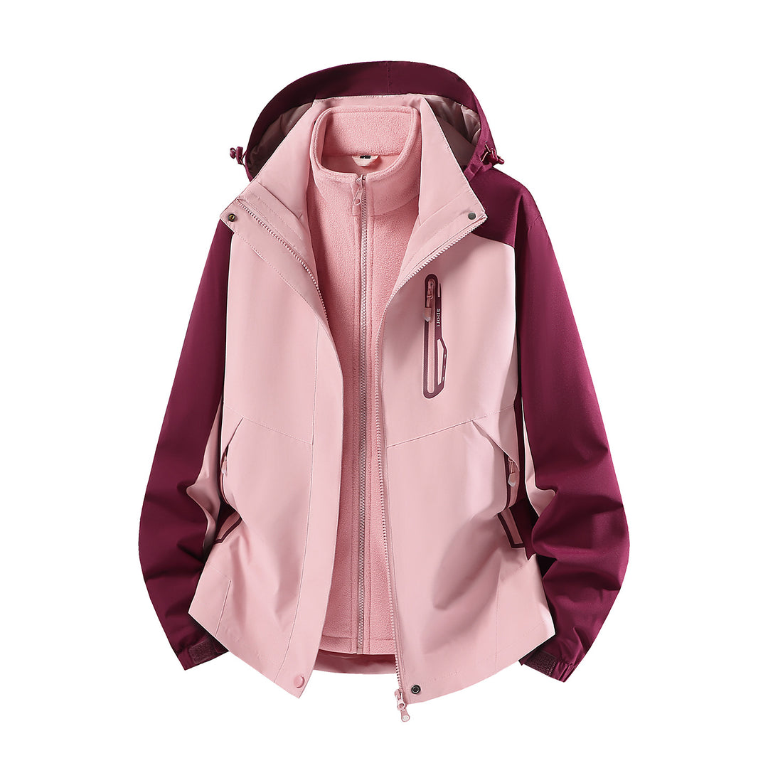 Damen wasserabweisende dreiteilige Outdoorjacke mit herausnehmbarer Fleece-Innenjacke, verstellbarer Kapuze und Reißverschlusstaschen Nord Taschen