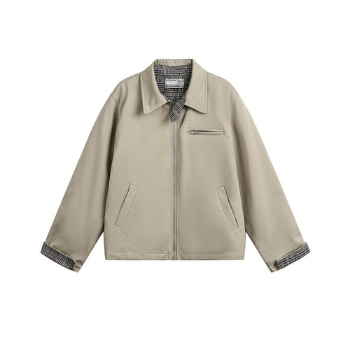 Unisex Kurz geschnittene Boxy-Blousonjacke mit karierter Innenfütterung und Brustzippertasche Nord Taschen