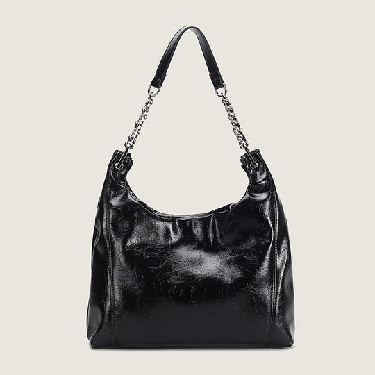 Damen Hobo-Tasche aus glänzendem Kunstleder mit luxuriösen Kettenakzenten Nord Taschen