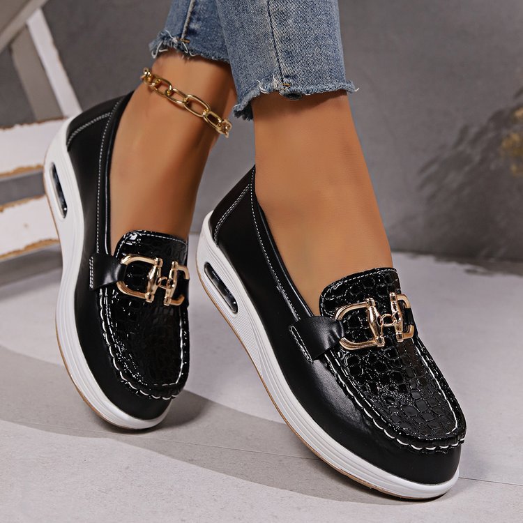 Damen  modische Plateau Loafer mit gepolstertem Luftkissenfußbett und Krokoprägung Nord Taschen