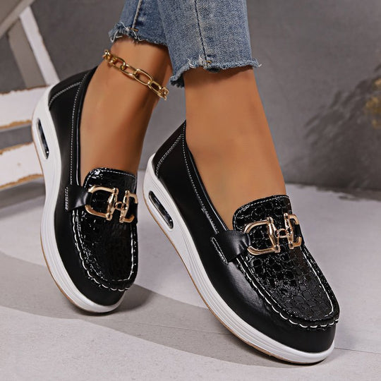 Damen  modische Plateau Loafer mit gepolstertem Luftkissenfußbett und Krokoprägung Nord Taschen