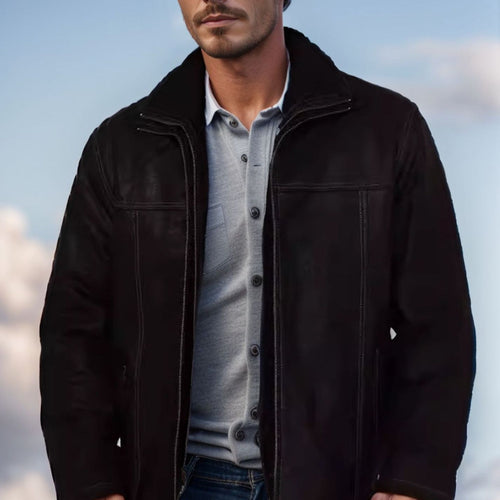 Herren Pilotenjacke mit wärmendem Teddyfutter und markanten Ziernähten Nord Taschen
