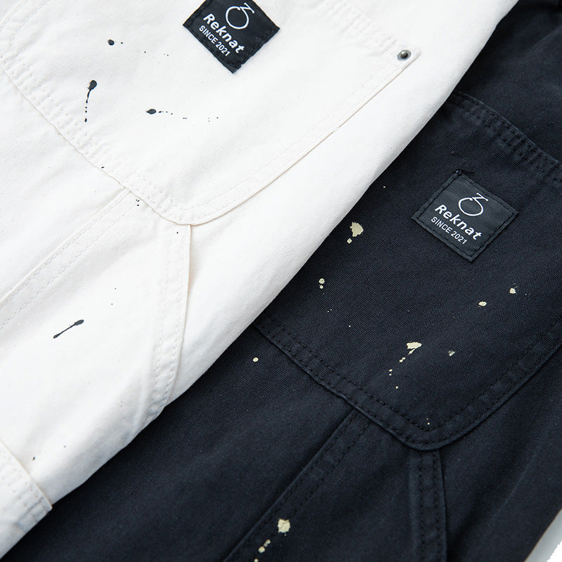 Unisex Weite Canvas-Hose mit elastischem Bund, Tunnelzug und Paint‑Splatter‑Details Nord Taschen