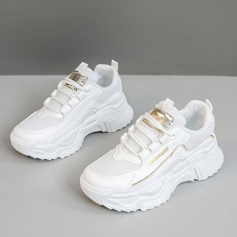 Damen Sportliche Sneakers mit modischer Metallic-Applikation und strukturierter Oberfläche