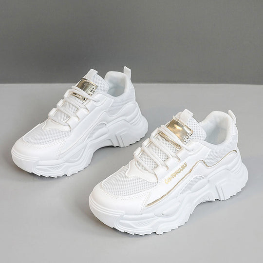 Damen Sportliche Sneakers mit modischer Metallic-Applikation und strukturierter Oberfläche