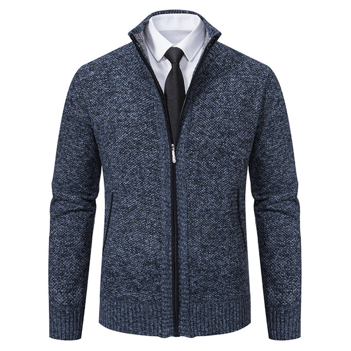 Herren gehobene Strickjacke mit Stehkragen und durchgehendem Reißverschluss, thermisch isolierend und tailliert geschnitten Nord Taschen