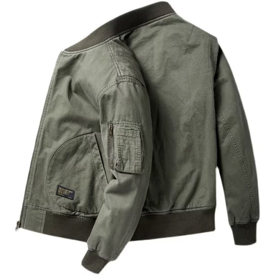 Herren Baumwoll-Canvas Bomberjacke mit Ärmeltasche und Rippbündchen Nord Taschen