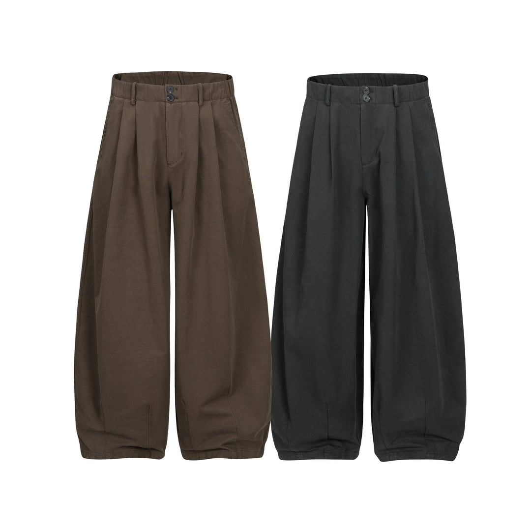 Damen Weite Culotte-Hose mit hoher Taille, Bundfalten und elastischem Knöchelabschluss Nord Taschen