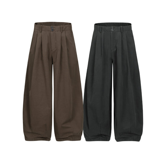 Damen Weite Culotte-Hose mit hoher Taille, Bundfalten und elastischem Knöchelabschluss Nord Taschen