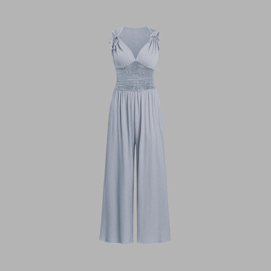 Damen eleganter Jumpsuit mit verstellbaren Trägern und weiten Beinen Nord Taschen