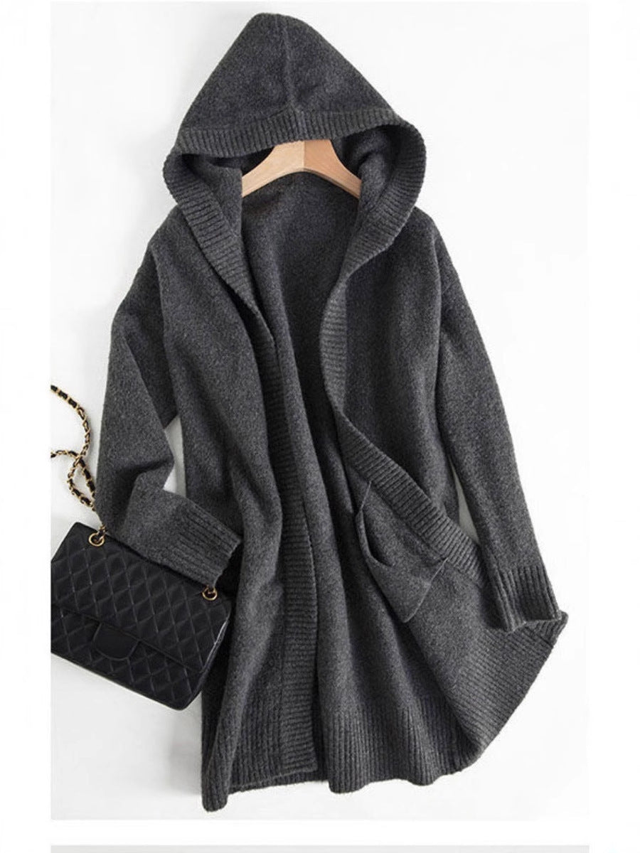 Damen Oversize Kapuzencardigan im Kaschmir‑Look mit offenem Fall und breiter Rippe Nord Taschen