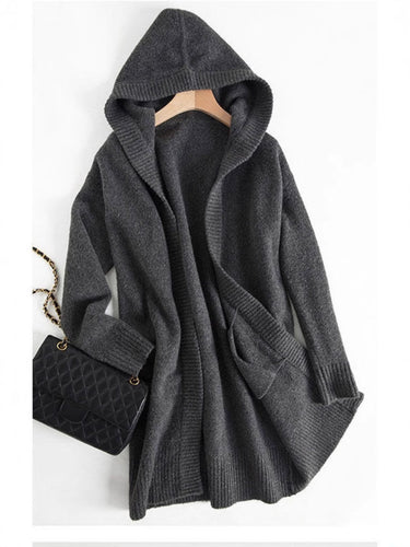 Damen Oversize Kapuzencardigan im Kaschmir‑Look mit offenem Fall und breiter Rippe Nord Taschen