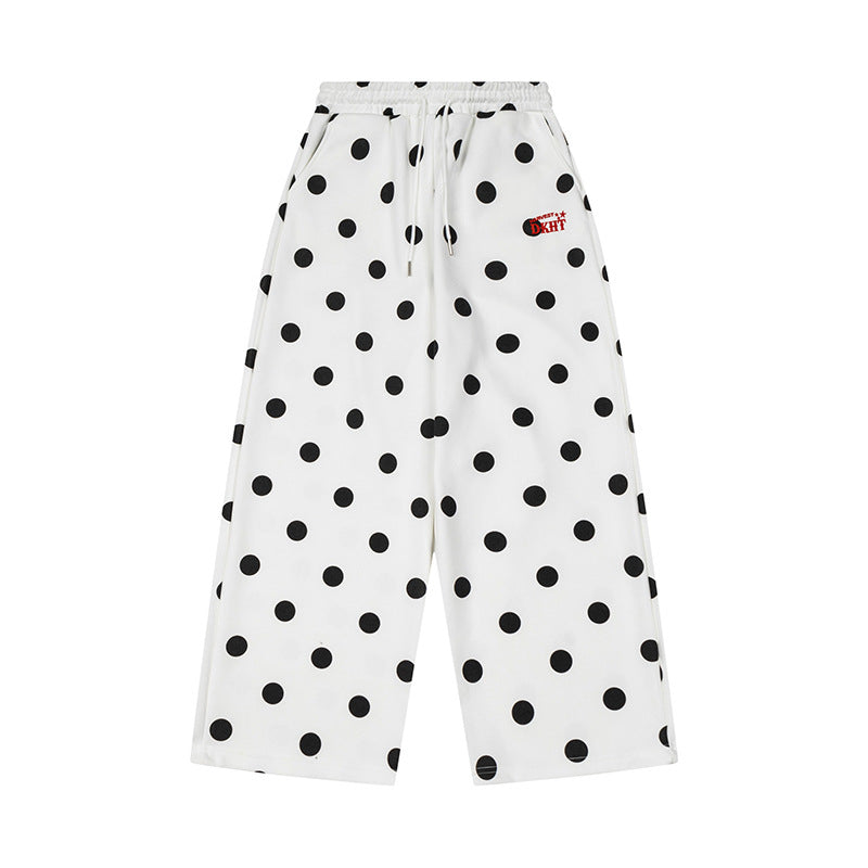 Damen Weite Culotte-Sweathose mit elastischem Komfortbund und Polka-Dot-Print Nord Taschen