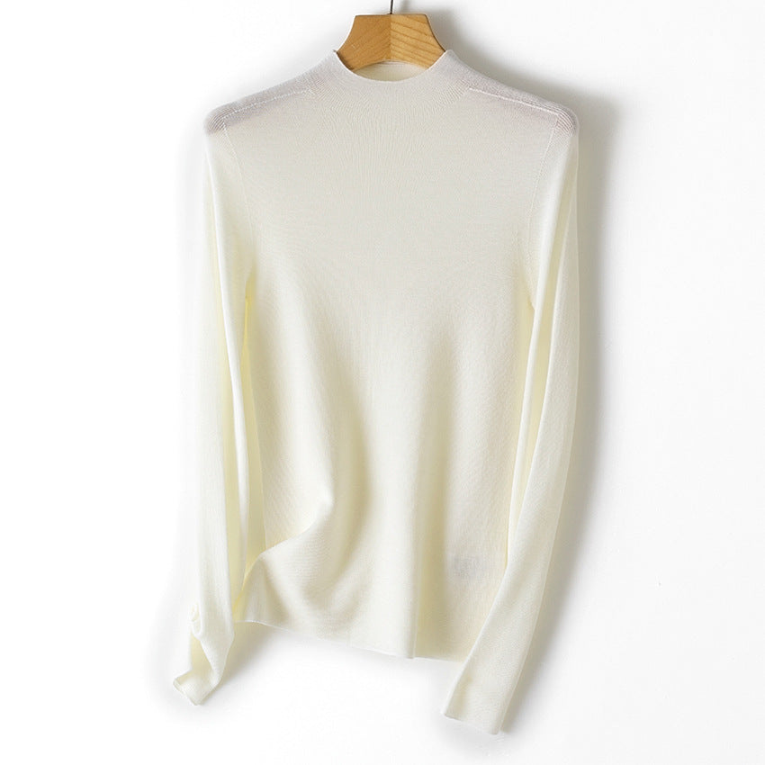 Damen Feiner Stretch-Feinstrickpullover mit halbem Stehkragen und schlanker Silhouette Nord Taschen