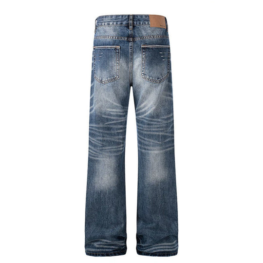 Damen High‑Waist-Jeans im Palazzo‑Schnitt mit Used‑Effekt und Fal­tenoptik Nord Taschen
