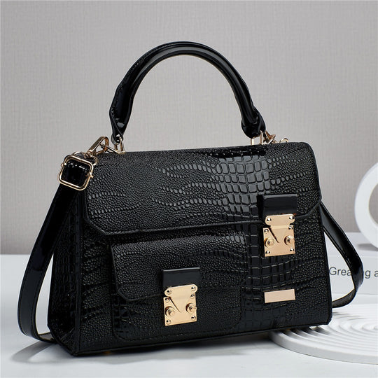 Damen elegante Handtasche im Krokodil-Design mit goldenen Akzenten Nord Taschen