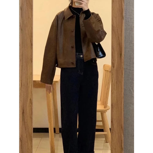 Damen Kurzjacke im Boxy-Schnitt mit Hemdkragen und Knopfleiste Nord Taschen