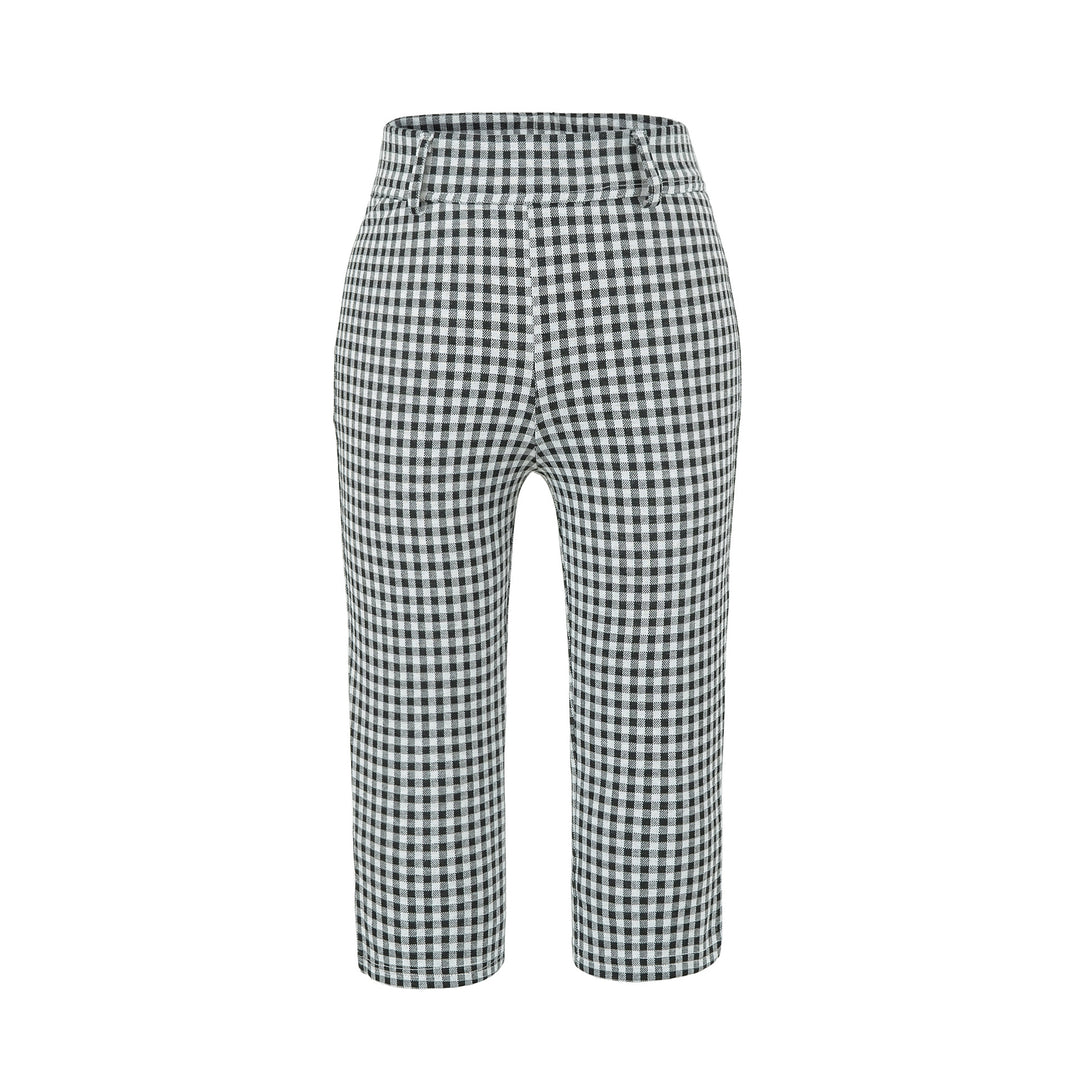 Damen Hochtaillierte Slim-Fit Hose mit Vichy-Karo und elastischem Bund Nord Taschen