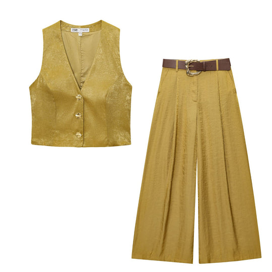 Damen 50+ weite High‑Waist Midirock mit zentralem Schlitz und dekorativem Gürtel Nord Taschen