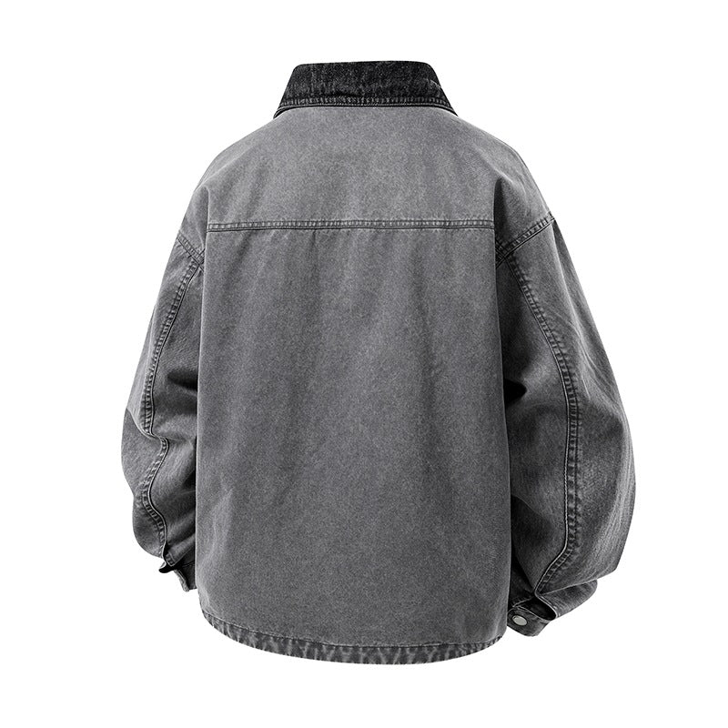 Herren Oversized Denim‑Überhemdjacke mit Druckknopffront, Brusttaschen & Reißverschluss-Detail Nord Taschen
