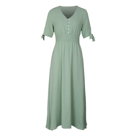Damen Elegantes Maxikleid mit V-Ausschnitt und Rüschendetails Nord Taschen