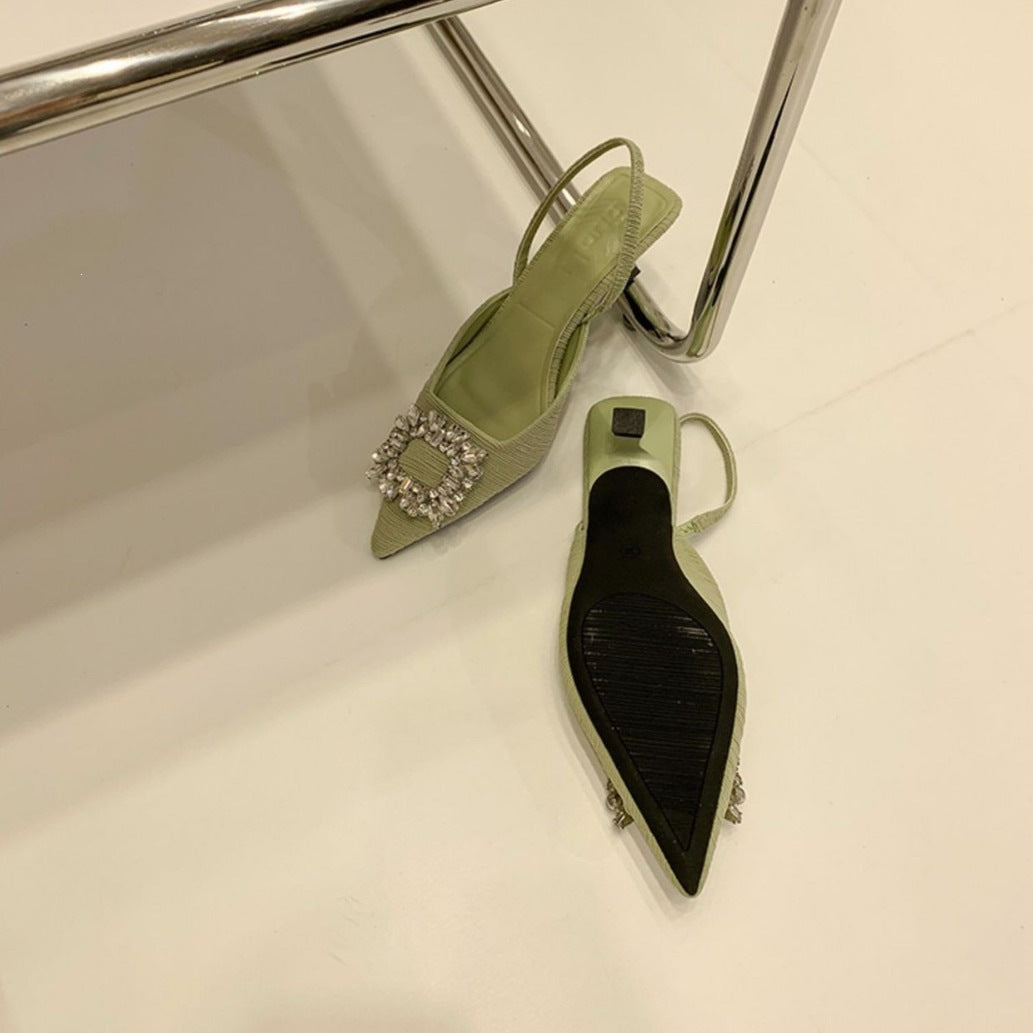 Damen Slingback-Pumps mit glänzenden Zierstein-Applikationen Nord Taschen