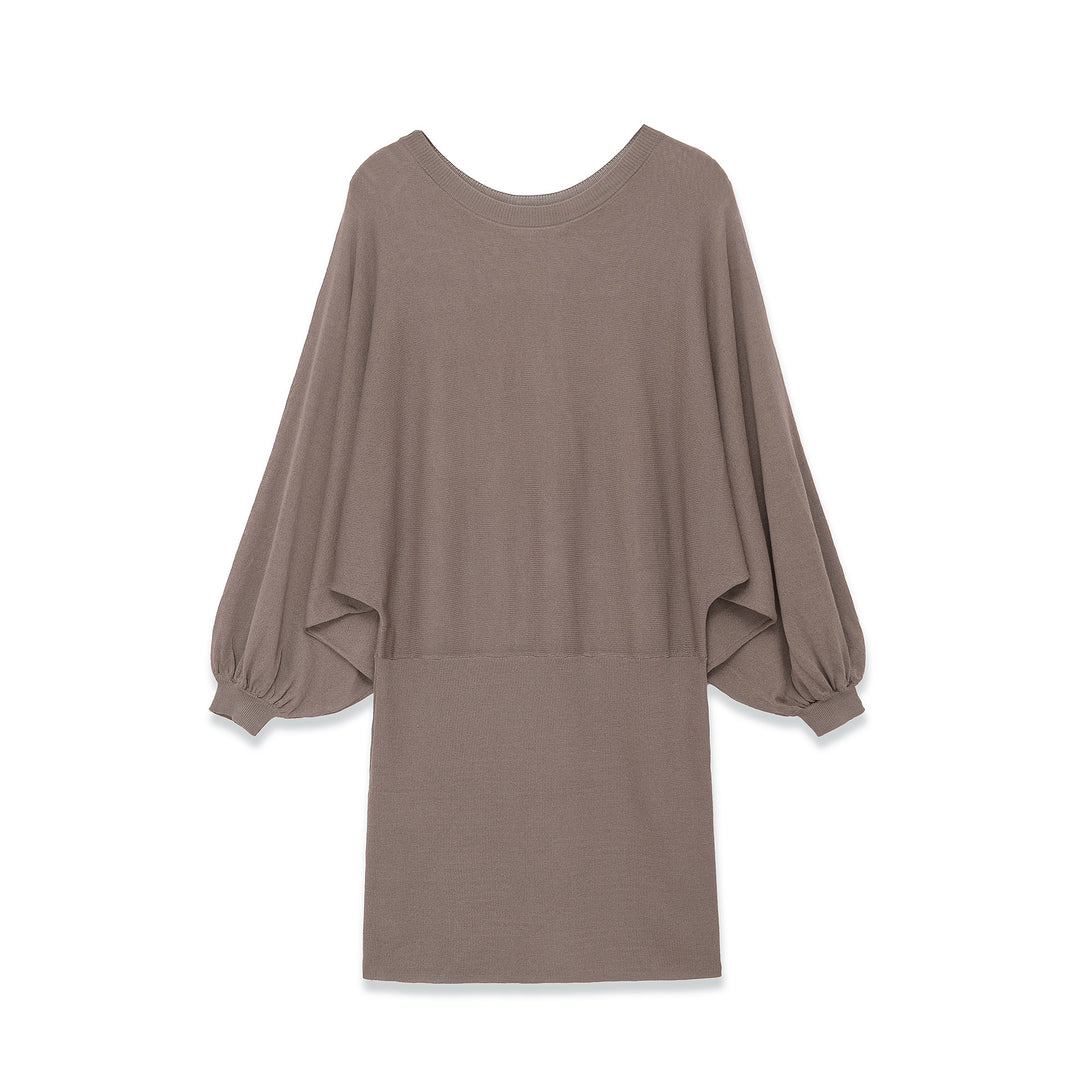 Damen Midikleid mit weitem Poncho-Oberteil und Ballonärmeln Nord Taschen