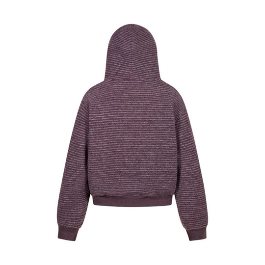 Damen Kurz geschnittene Kapuzen‑Zipjacke mit horizontalem Streifenrelief und elastischem Bund Nord Taschen