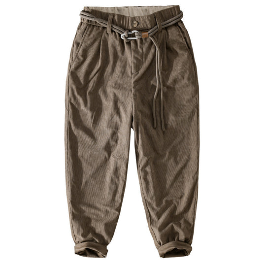 Herren Feinecord-Tapered-Hose mit elastischem Bund, Kordelzug und gekrempeltem Saum Nord Taschen