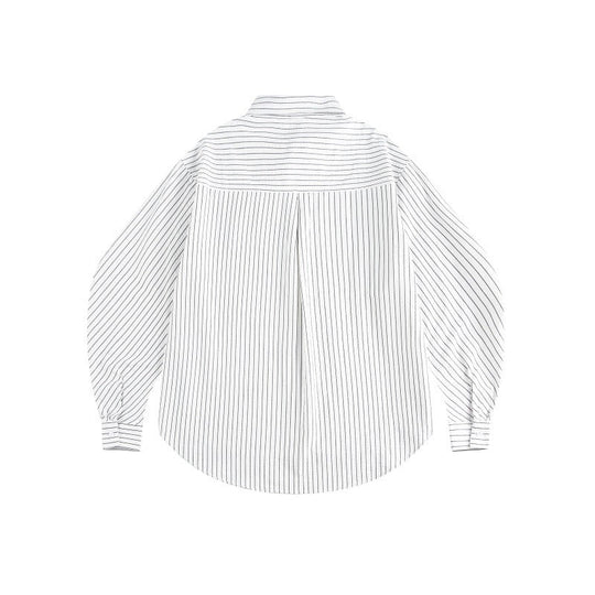 Damen Oversize-Hemdbluse mit feinem Nadelstreifen, Ballonärmeln und abgerundetem Saum Nord Taschen