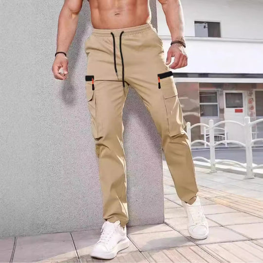 Herren Slim‑Tapered Utility‑Cargohose mit elastischem Bund, Kordelzug & Mehrfachklapptaschen Nord Taschen