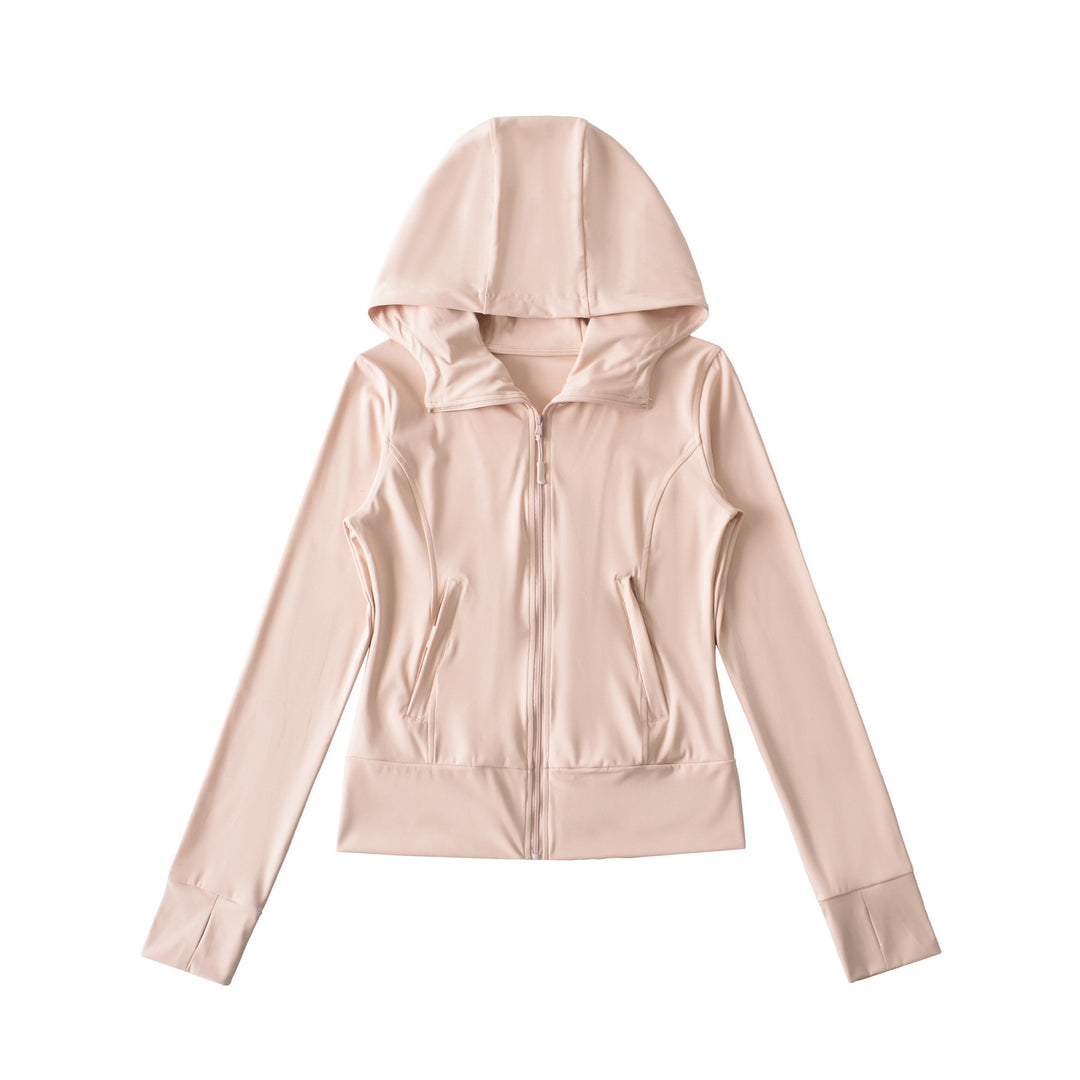 Damen Kapuzen-Sportjacke mit durchgehendem Reißverschluss, taillierter Passform und integrierten Reißverschlusstaschen Nord Taschen