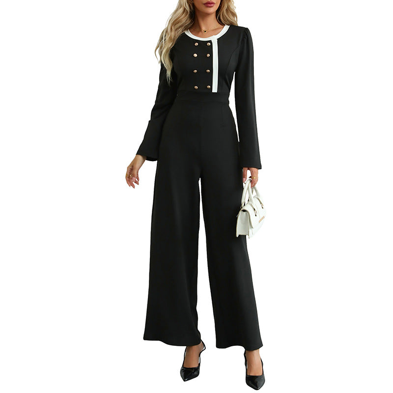 Damen Eleganter Jumpsuit mit Taillengürtel Nord Taschen
