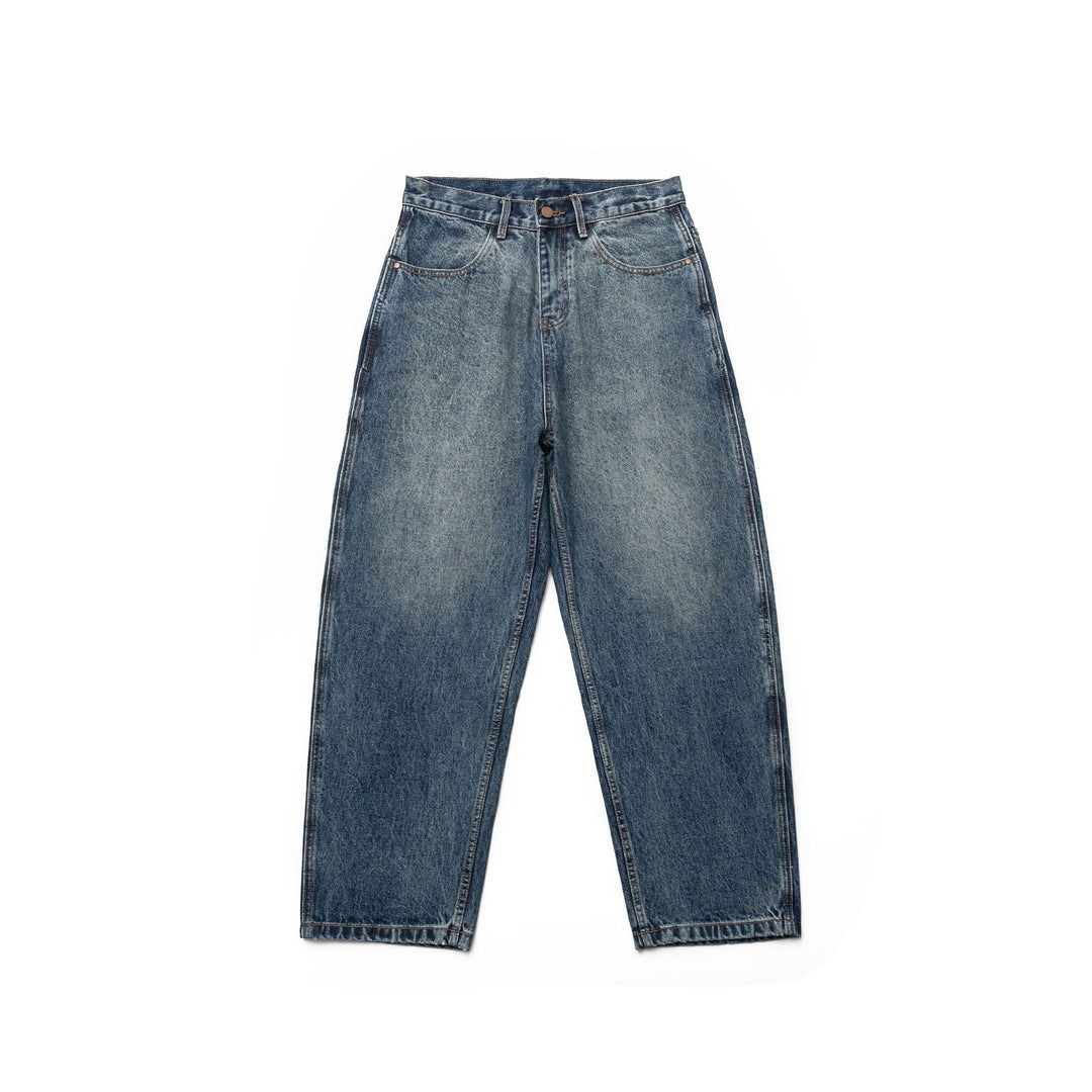 Damen Hochtaillierte Straight-Jeans im Retro-Workwear-Stil mit geradem Bein Nord Taschen