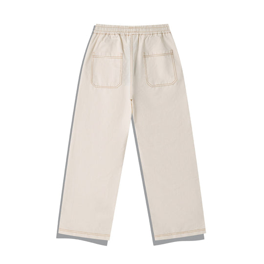 Damen Weite Denim-Cargo-Culotte mit elastischem Bund und Kontraststeppung Nord Taschen