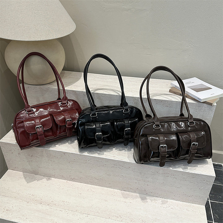 Damen elegante Handtasche mit praktischer Doppel-Riemen-Optik Nord Taschen