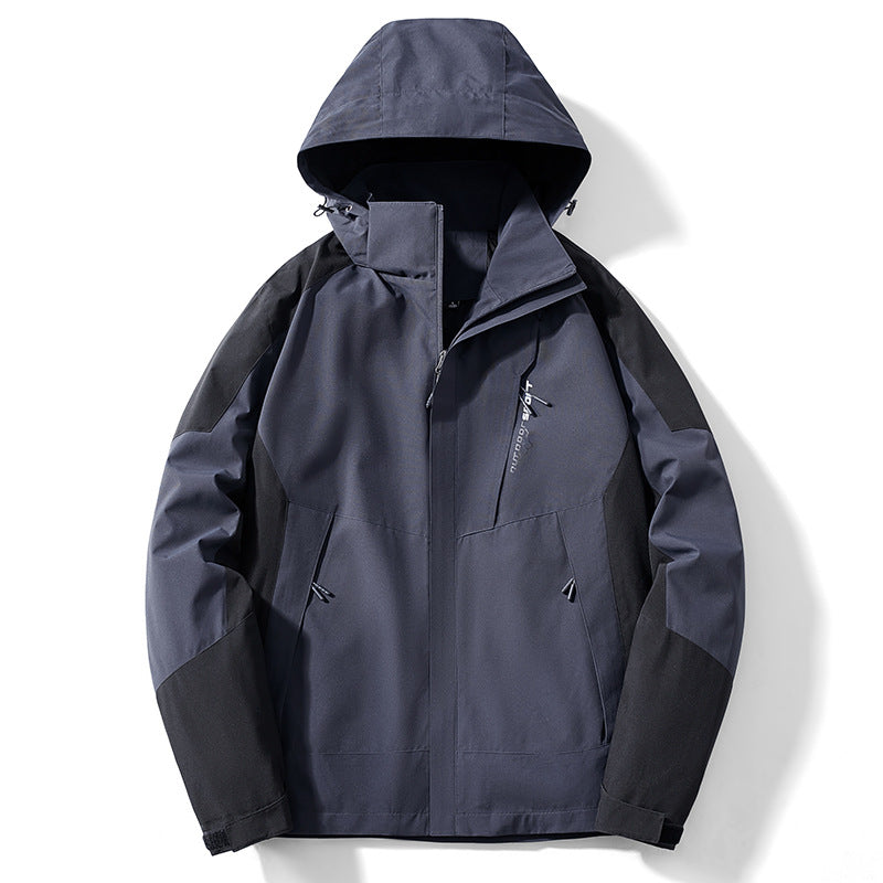 Herren Colorblock Softshell-Trekkerjacke mit Kapuze, verdeckten Reißverschlüssen und seitlichen Eingrifftaschen Nord Taschen