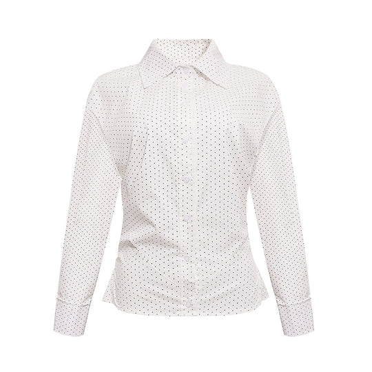 Damen Figurnahes Langarm-Blusenhemd mit Polka-Dot‑Muster und taillierten Abnähern Nord Taschen