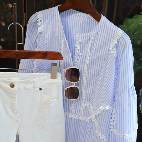 Damen Verspielte Bluse mit Rüschen-Details Nord Taschen