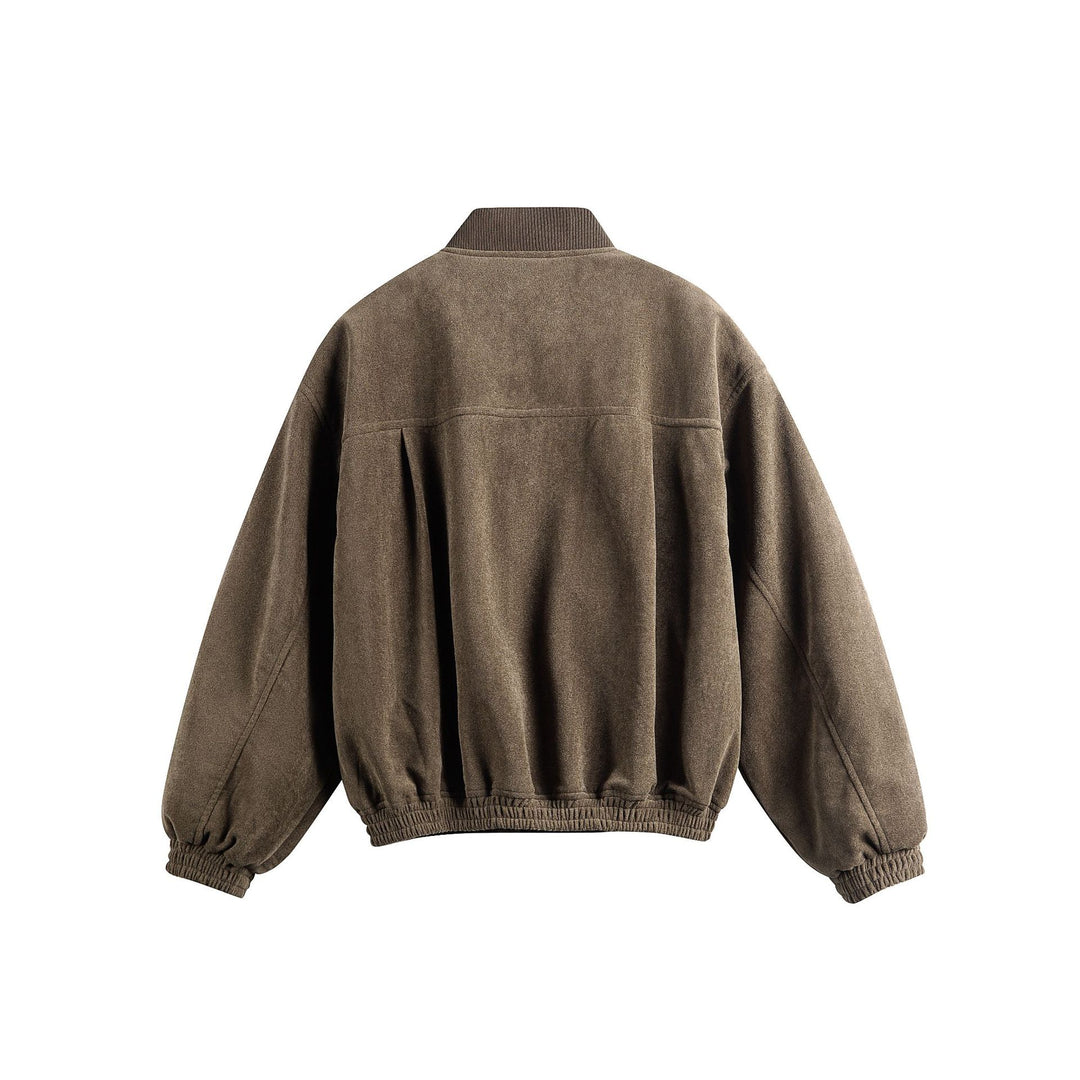 Unisex Boxy-Softsuede-Blouson mit Druckknopfleiste, Pattentaschen und geripptem Saum Nord Taschen