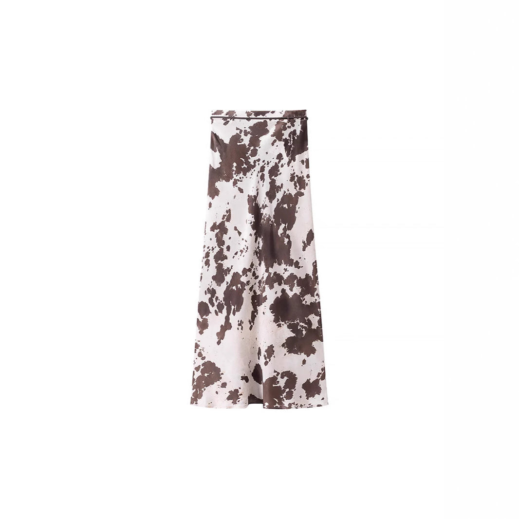 Damen Oversize-Hemdbluse mit Kuhflecken-Print, verdeckter Knopfleiste und weitem Schnitt Nord Taschen