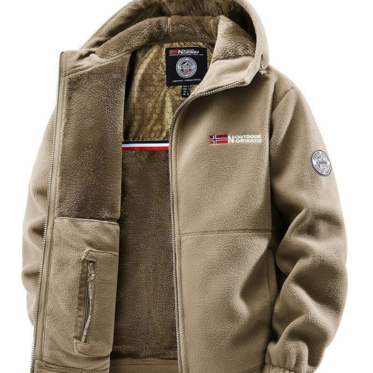 Herren Kuschelige Fleece‑Kapuzenjacke mit Teddyfutter, windabweisend und Reißverschlusstaschen Nord Taschen