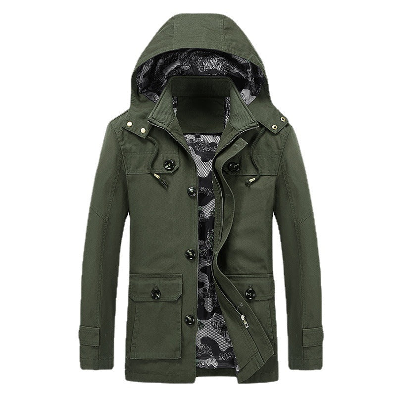 Herren leichter Canvas-Fieldparka mit camouflage-Innenfutter, verdecktem Reißverschluss und Mehrzwecktaschen Nord Taschen