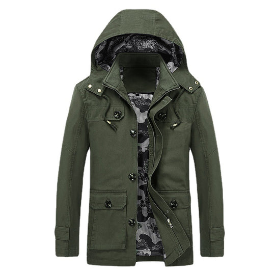 Herren leichter Canvas-Fieldparka mit camouflage-Innenfutter, verdecktem Reißverschluss und Mehrzwecktaschen Nord Taschen