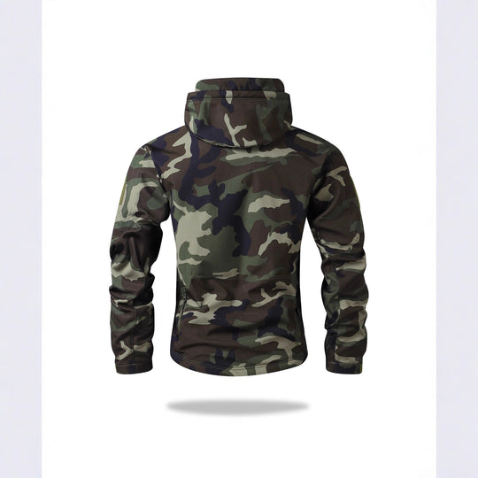 Herren Taktische Softshell-Jacke mit Kapuze, Camouflage-Print und Multifunktions-Taschen Nord Taschen
