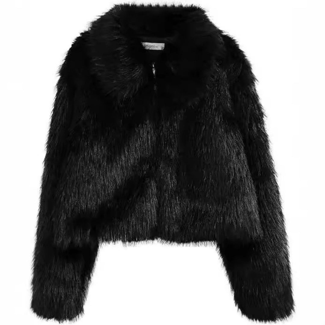 Damen Kurzes Shaggy‑Faux‑Fur‑Blouson mit dichtem Hochflor und kastiger Cropped‑Passform Nord Taschen