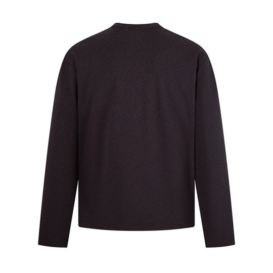 Herren Langarm-Henleyshirt mit Stehkragen und Knopfverschluss aus strukturiertem Jersey Nord Taschen