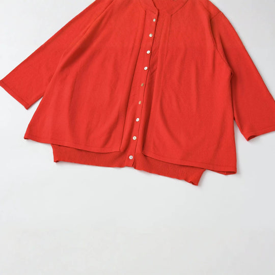 Damen Leichte Cardigan-Bluse mit Rundhalsausschnitt, Dreiviertelärmeln und verdeckter Knopfleiste Nord Taschen