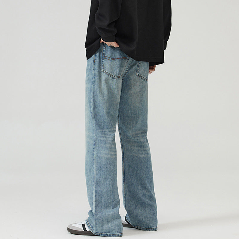 Herren Weite verwaschene Baggy-Jeans mit ausgestelltem Bein und verlängertem Saum Nord Taschen